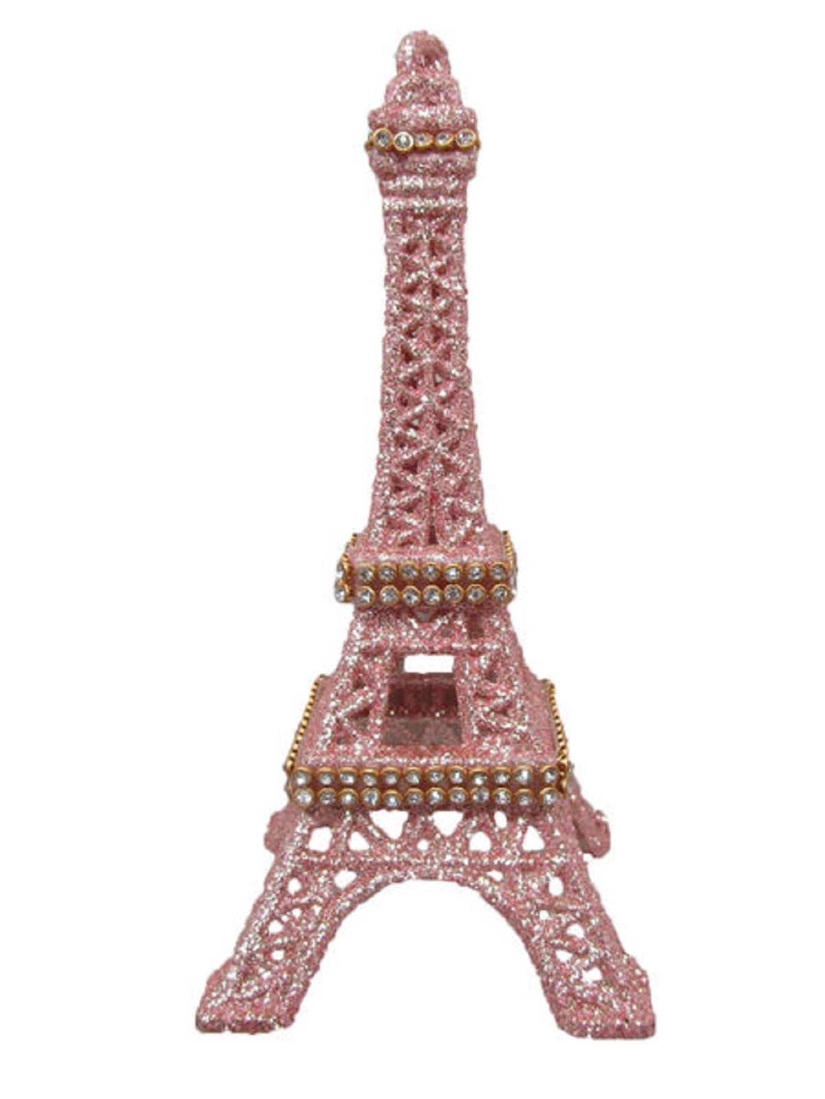 Pink Blush Eiffel Tower Jeweled Glitter Christmas Holiday Ornament