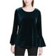 thumbnail image 2 of Blusa de punto de terciopelo para mujer Calvin Klein verde extragrande Tejer, 2 of 2