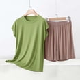 thumbnail image 2 of Bxsruta Womens Pajama Set Crew Neck Short Sleeve Sleepwear Casual Loungewear Shorts Outfit, 2 of 5