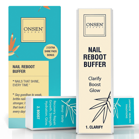 Onsen Secret Professional Nail Buffer 1pk, Ultimate Shine Nail Buffing Block with 3 Way Buffing Methods, Smooth & Shine After Onsen Nail Filer, Compact Purse Size Manicure Tools for Optimum Nail Care