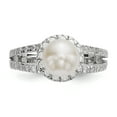 thumbnail image 4 of Sterling Silver Rhodium-plated 7-8mm White Button Freshwater Cultured Pearl and CZ Ring QR6543, 4 of 5