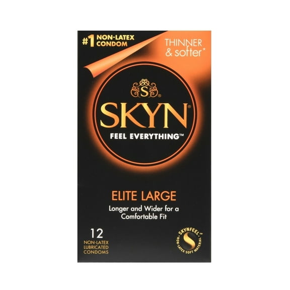 Lifestyles SKYN Elite Large   Brass Lunamax Pocket Case, NON-LATEX Polyisoprene Condoms -12 Count (Retail Box)