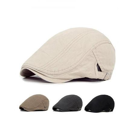 Men Casual Classic Solid Color Flat Cabbie Newsboy Ivy Hat Cotton Sun Beret Cap
