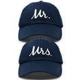 thumbnail image 3 of DALIX Mr and Mrs Baseball Cap Matching Couples Hat Set in Navy Blue, 3 of 7