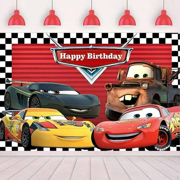 Cars Birthday Decorations,Girls Princess Happy Birthday Banner Backdrop for Kids Birthday Party Supplies (5x3ft)