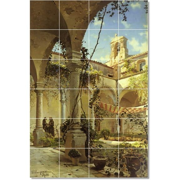 Ceramic Tile Mural-Peder Mork Monsted Country Painting 307. 17" w x 25.5" h using (24) 4.25 x 4.25 ceramic tiles