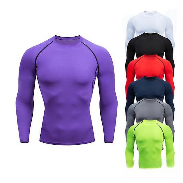 S Ropa de Fitness para hombre, mangas largas ajustadas deportivas, elástico de secado rápido, camiseta de compresión para correr, fondo de ciclismo