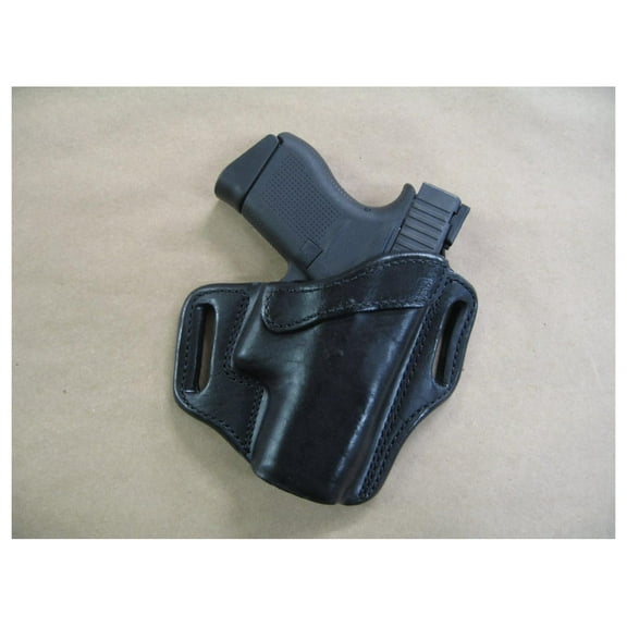 Azula OWB Leather 2 Slot Molded Pancake Belt Holster for 43, 43X 9mm Pistol Black RH