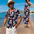 thumbnail image 2 of Uorisanigo Hawaii Skull Couple Matching Outfit Men's Short Sleeve Shirt Casual Hawaiian Shirts and Women's Summer Dress with Pocket Split Sleeveless Beach Sundress Size S, 2 of 8