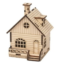 HEMOTON Wooden DIY Crafts Music Box for Kid Playing Beige Christmas House Shape 1 Set