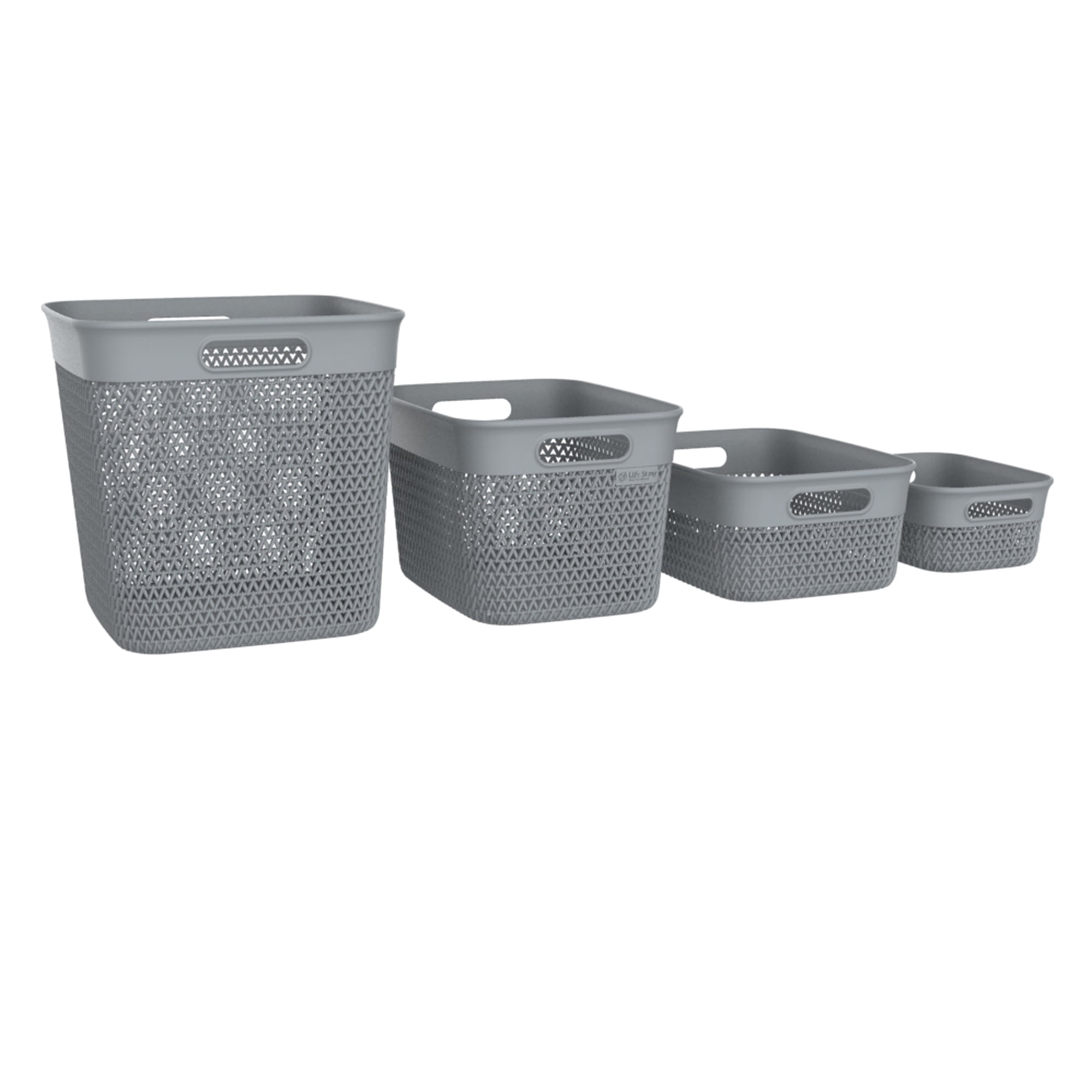 Life Story 16 Quart Decorative Storage Basket, Large Plastic Home Organizer, Gray