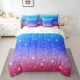 thumbnail image 2 of Castle Fairy Black Blue Glitter Print Bedding Comforter Set,Gradient Queen Bedding Sets, 2 of 8