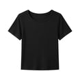 thumbnail image 6 of TIREOW Ribbed Knit T Shirt for Girls Short Sleeve Crewneck Summer Basic Tees Kids Casual Pullover Trendy Outfits ﻿ (Black, 7-8 Years), 6 of 6