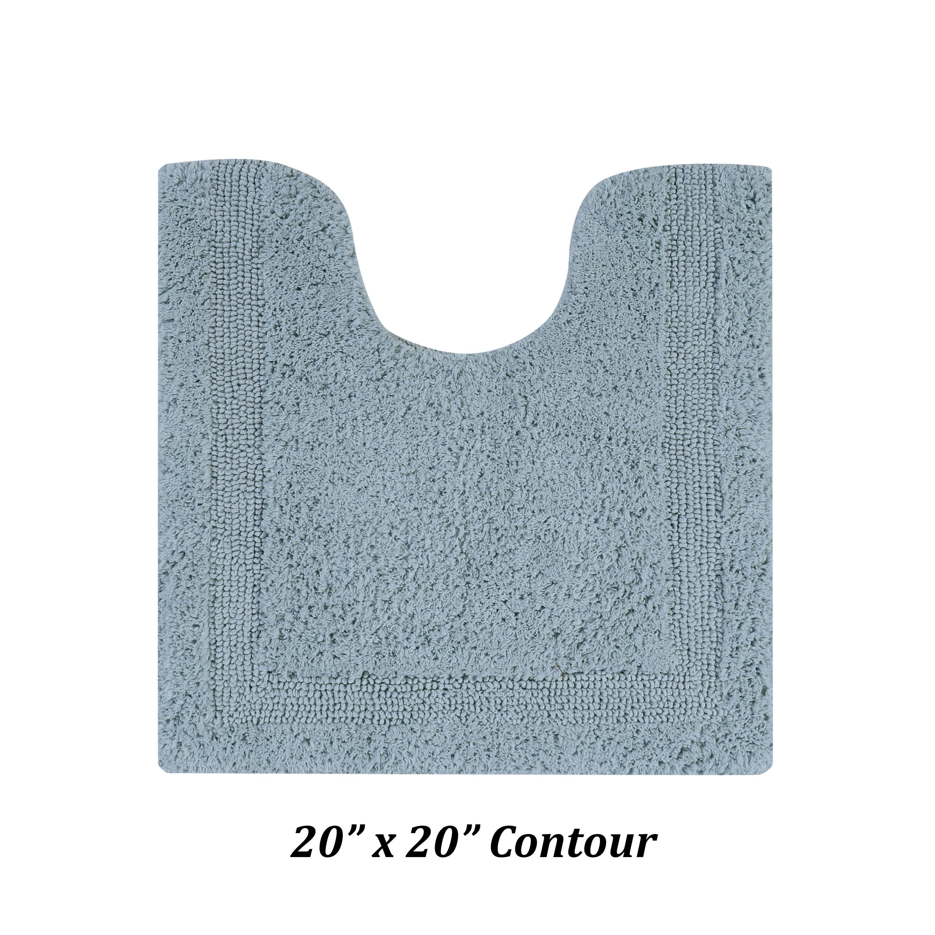 Better Trends Premium 4 Piece Bathroom Rug Set 100% Cotton, Extra Soft Tufted Bath Mat, Water Absorbent & Reversible Mat, Blue Lux Collection