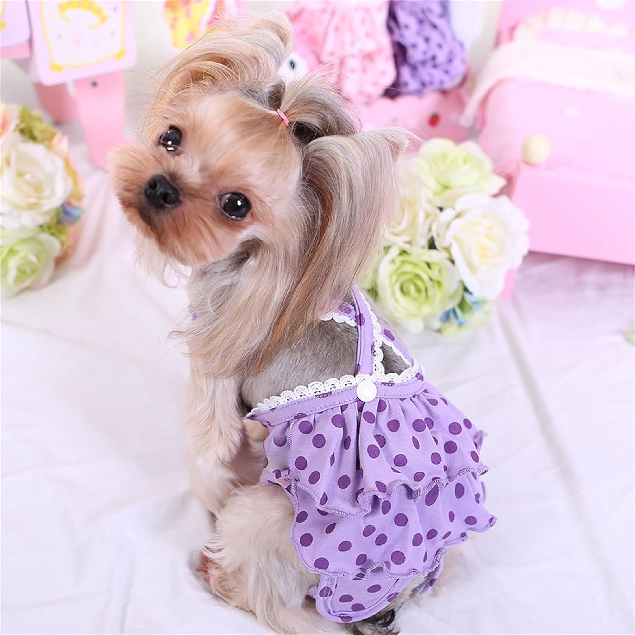 UOSIA Dog Diapers Panties with Adjustable Suspender Washable Reusable Dog Period Panties,Purple