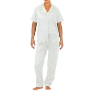 GDREDA Relaxed Fit Pajamas Secret Ice Silk Pajama Set Women's Pajamas Women Pajama Sets pyjamas White,L
