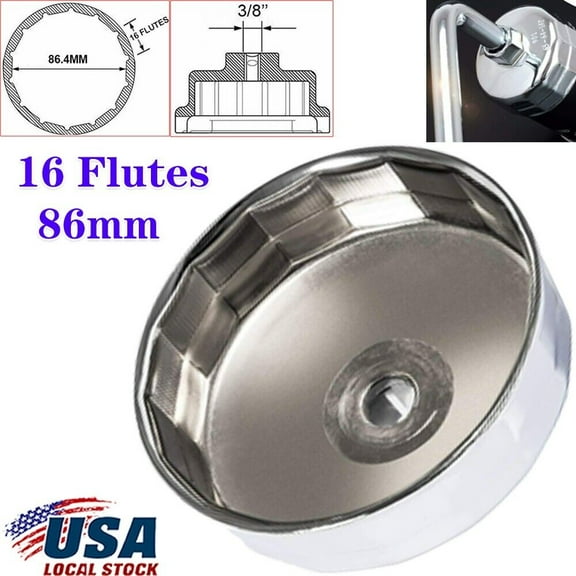 86mm 16 Flutes Oil Filter Wrench Housing Cap Socket Remover Tool for BMW & Volvo