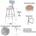 thumbnail image 3 of Hampden Furnishings Flynn 19-27" Adjustable Masonite/Steel Stool with Backrest, Grey, 2 PK, 3 of 9