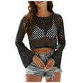 thumbnail image 1 of Nouveaux Chandails pour Femmes avec Col Rond Ample et Manches Ajourées, 1 of 5