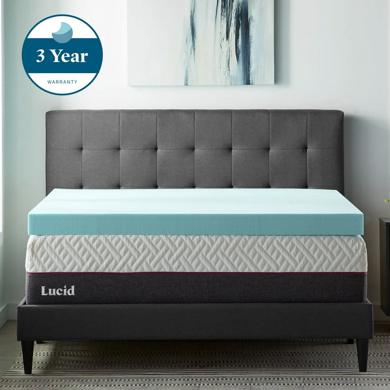 Lucid Comfort Collection 4 inch Gel and Aloe Infused Memory Foam Topper - Twin Blue
