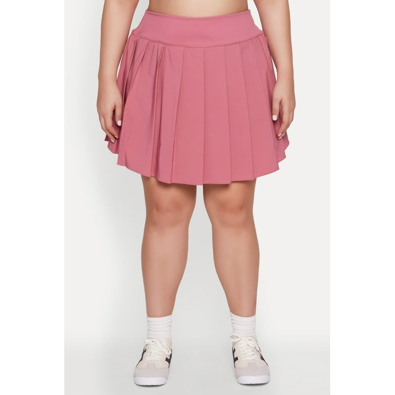 Womens Plus Size High Waist Pleated Tennis Skirt