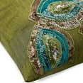 thumbnail image 2 of The HomeCentric Decorative Pillow Cover, Decorative Green Pillow Cover&nbsp;For Sofa Pack of 2, 16x16 inch Silk Zippered Pillow Covers, Peacock Sequins Embellished, Art Deco - Peacock Abstract, 2 of 3