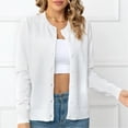 thumbnail image 4 of Soft Acrylic Knitted Cardigan Long Sleeve Round Neck Button Down Crop Top Women's Lightweight Fall Sweater Daily Wear, 4 of 9