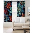 thumbnail image 2 of Teal Red Succulent Blackout Curtains for Bedroom Living Room Darkening Curtains 84 Inch Length 2 Panels Set Modern Vintage Bottom Leaves Window Curtain Window Treatment Grommet Drapes 42"x84", 2 of 9