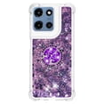 thumbnail image 6 of CCSmall for Motorola G 5G 2025 Case Clear Glitter Bling for Women, Flowing Liquid Quicksand Sparkly Cover with Diamond Ring Kickstand Case for Moto G 2025 LSZ Purple, 6 of 7