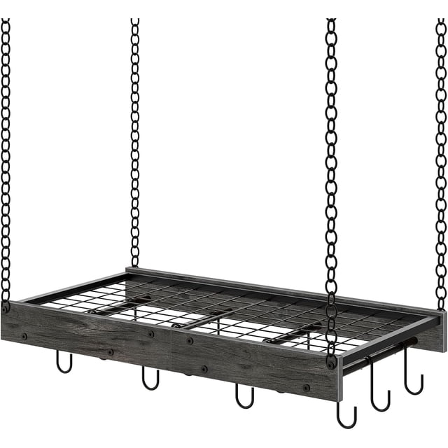Hanging Pot Rack Ceiling Wall Mounted Pot Rack for Kitchen Industrial Style Pot Hanger with Hooks Cookware Storage Organizer for Pots and Pans Rustic and TPRBFC