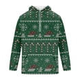 thumbnail image 4 of Men’s Pullover Hoodie with Drawstring Hood and Snowflake Print Casual Long Sleeve Sweatshirt for Everyday Wear Green L, 4 of 4