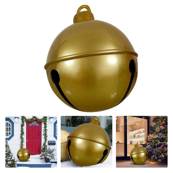 Christmas Ball 24IN Giant Jingle Bell Inflatable Ball Fun Christmas Inflatable Yard Decor Xmas Balloon Pendant Outdoor Ornament for Garden Yard Patio Christmas Holiday Decor