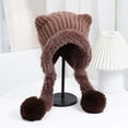 thumbnail image 2 of MSJUHEG Womens Faux Fur Trapper Hat Russian Ushanka Trooper Winter Earflaps Hat Furry Mongolian Pompom Cap Outdoor Ski Cap A6 Coffee One Size, 2 of 3