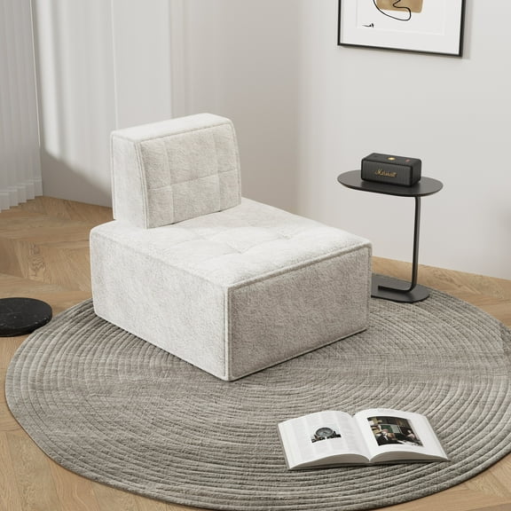 Yoneston Bean Bag Chair, Modern Lazy Sofa Floor Sofa Chair, Modular Sherpa Sofa for Living Room,Bedroom, No Assembly Required, Off White