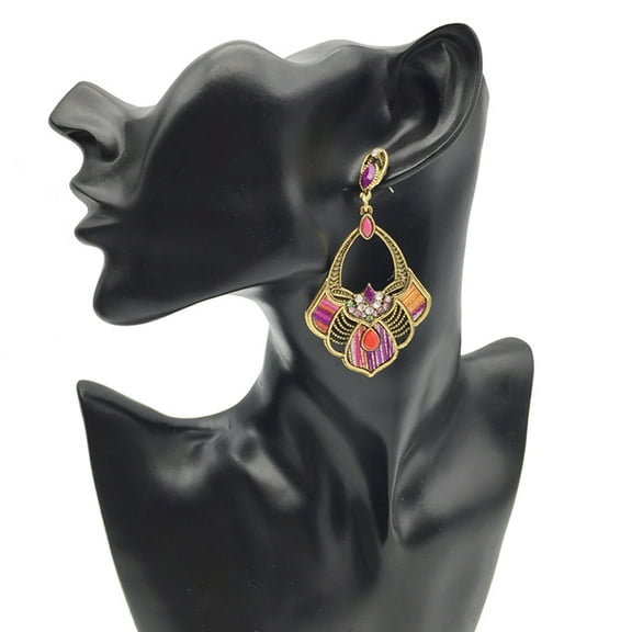 WHAMVOX Trendy Resin Necklace National Style Jewelry Bohemian Jewelry Set Purple