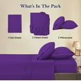 thumbnail image 4 of 800 Thread Count 100% Egyptian Cotton Sheets Split Queen Size Bed Sheets 5 Piece Sheet Set 21" Deep Pocket of Fitted Sheet Color Purple Stripe, 4 of 5