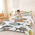 thumbnail image 3 of Manfei Vibrant Ocean Fish King Bedding, Marine Animal King Bed in a Bag, White Blue Orange, Reversible, 7 Pieces, 3 of 6