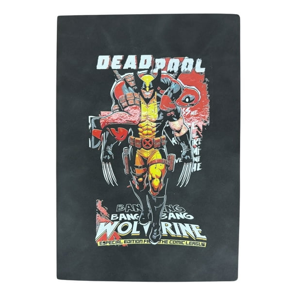 Libreta de boceto para dibujar A4 color negro, 100 hojas blancas, Deadpool & Wolwerine, mide 15 cm de ancho por 21 cm de largo