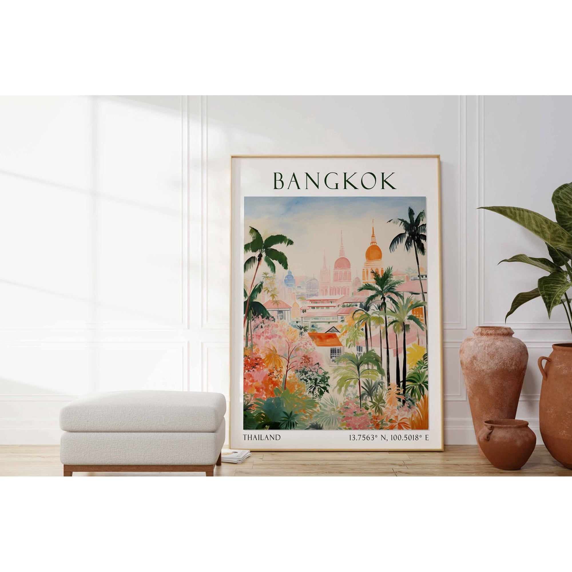 Bangkok Thailand Travel Poster For Southeast Asian City Home Decor