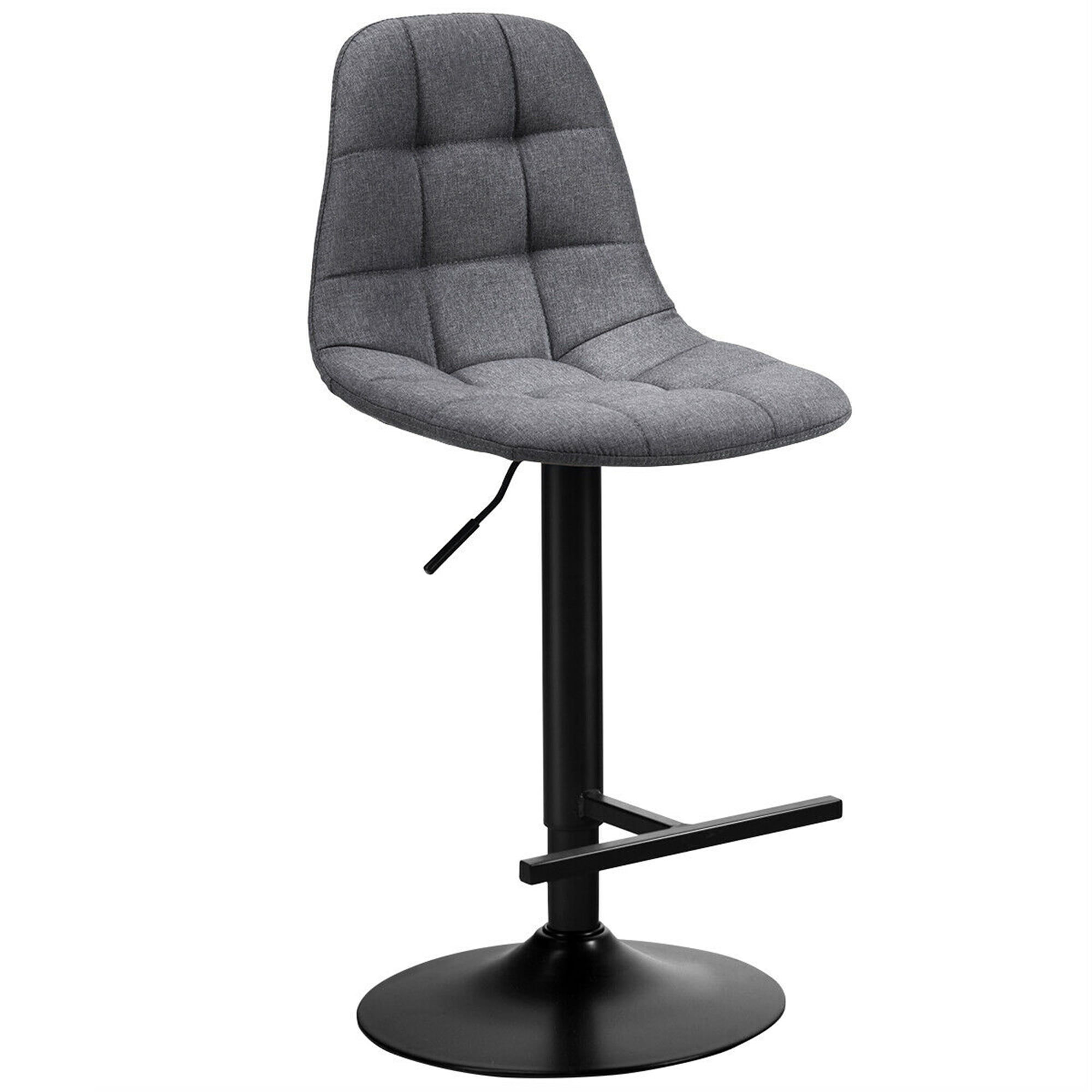 Gymax Set of 2 Swivel Counter Adjustable Bar Stools Height Linen Chairs with Back Gray