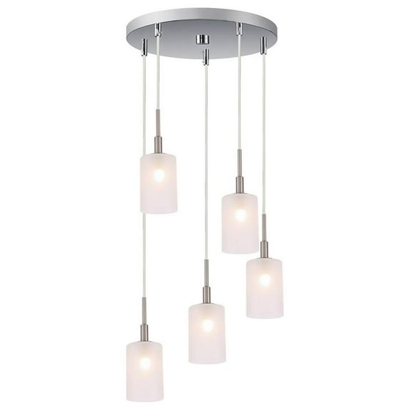 Woodbridge Lighting Elise 5-Light Glass Cluster Pendant in Satin Nickel/Opal