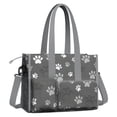 thumbnail image 2 of Teacher Tote Bag,Grey Dog Paw Footprint Teacher Utility Tote Bag,Large Work Tote Bags for Women with Multiple Pockets,Top Zipper Closure,13.8x10.6x6.7 Inch, 2 of 5