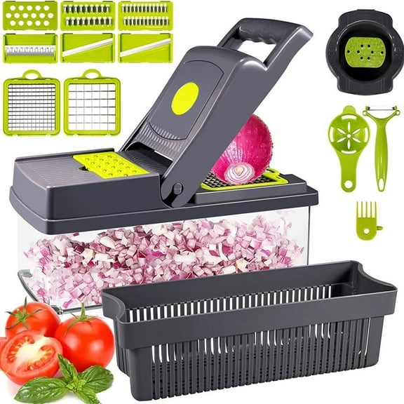DEISNGB Vegetable Chopper, Multifunctional 13-in-1 Food Choppers Onion Chopper Vegetable Slicer Cutter Dicer Veggie Chopper with Container
