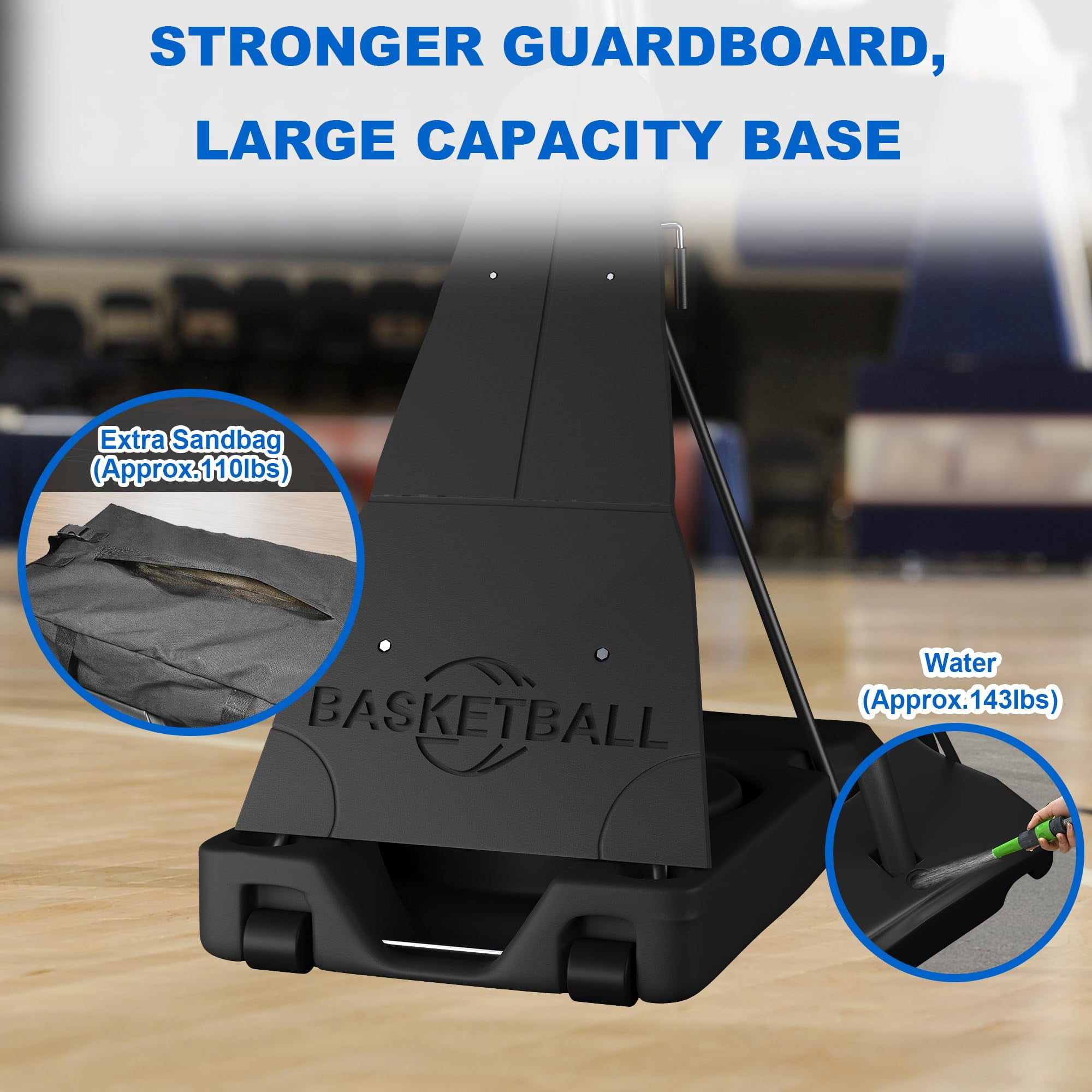 Cofiyard LED Light Portable Basketball Hoop with Extra Sandbag, 5.25-10FT Height Basketball Goals System with Large Backboards for Youth and Adult