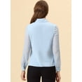 thumbnail image 4 of INSPIRE CHIC Blusa de chifón con botones y manga transparente texturizada para mujer Azul claro S, 4 of 5