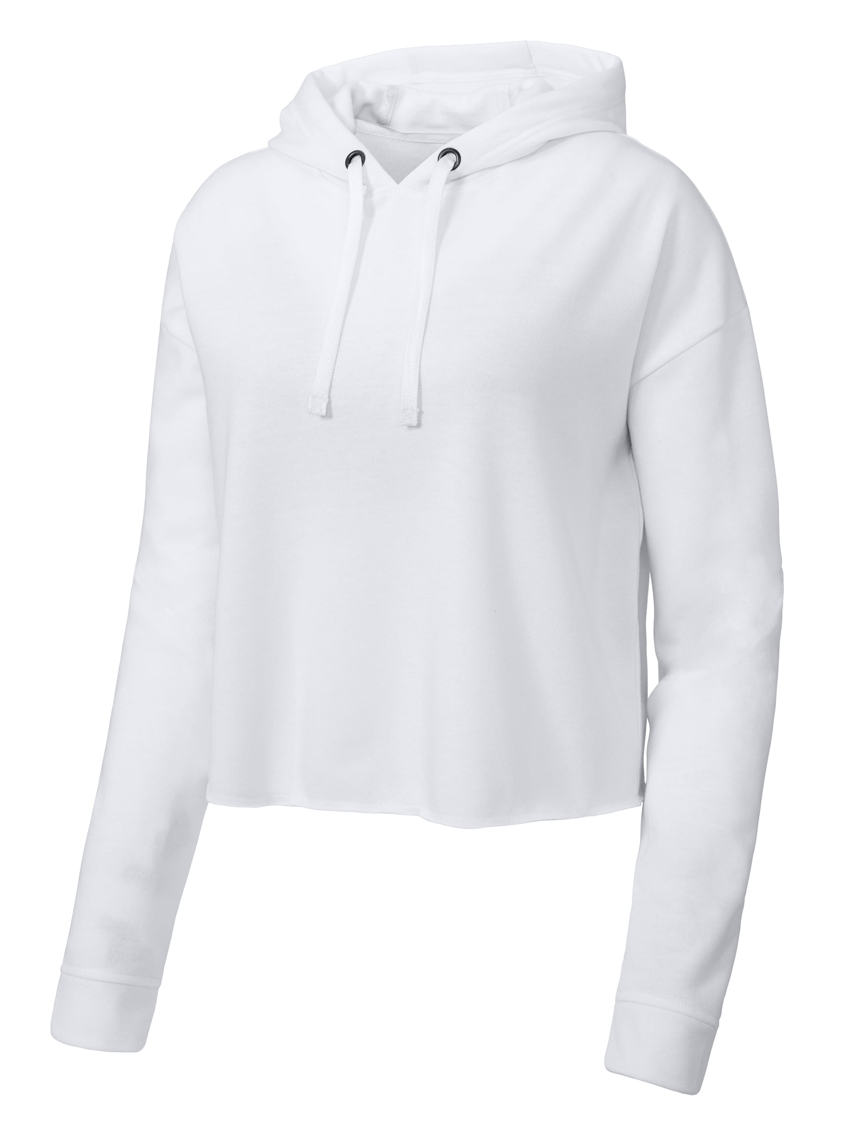 Gravity Threads Ladies Moisture Wick Crop Top Hoodie Pullover, White S