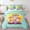 thumbnail image 1 of YST Ensemble de Douillette Boho Champignon 7 Pcs, Format Grand Lit, Plantes Botaniques, Décorations de Fête Rétro Groovy, Sarcelle Jaune, Lignes Géométriques, Art Abstrait Moderne, Design Minimaliste, 1 of 4