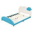 thumbnail image 5 of DreamBuck Upholstered Platform Bed, Full Size Velvet Fabric Wood Bed Frame with Cloud-Shaped Headboard and Light Stripe, Cute Bed Frame for Bedroom, Dorm, Full Bed Frame for Boys, Girls, Blue, 5 of 9
