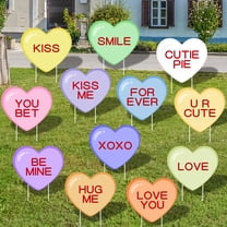 YIBAGA Valentine's Day Yard Sign  12Pcs with 24Pcs Stakes Valentines Candy Heart Decoration for Wedding Lawn Pathway Walkway Decor
