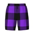 thumbnail image 5 of Rocae Purple Buffalo Plaid for Men's Swim Trunks Quick Dry With Two Side Pockets and One Lined Patch PocketXX-Large, 5 of 9